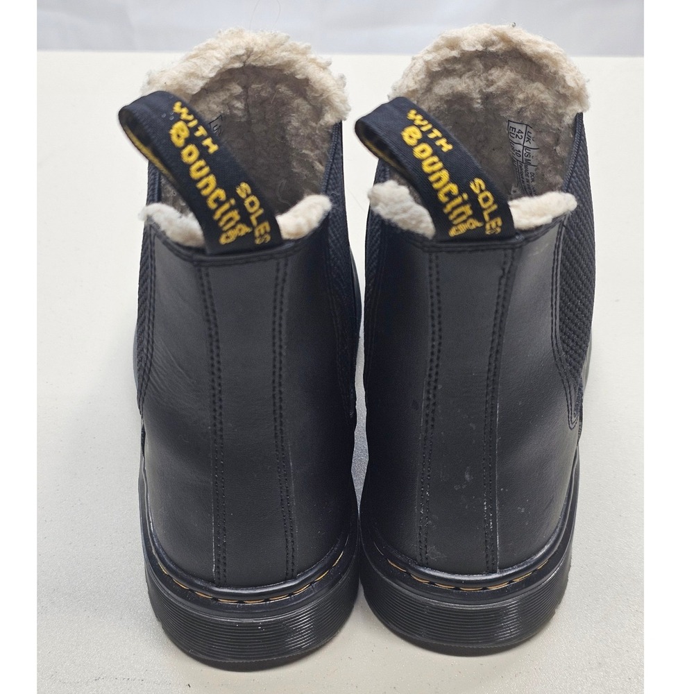Dr. Martens Dorrian FL Black Leather Faux Fur Lined Chelsea Boots Men 9 Women 10 - Picture 6 of 8